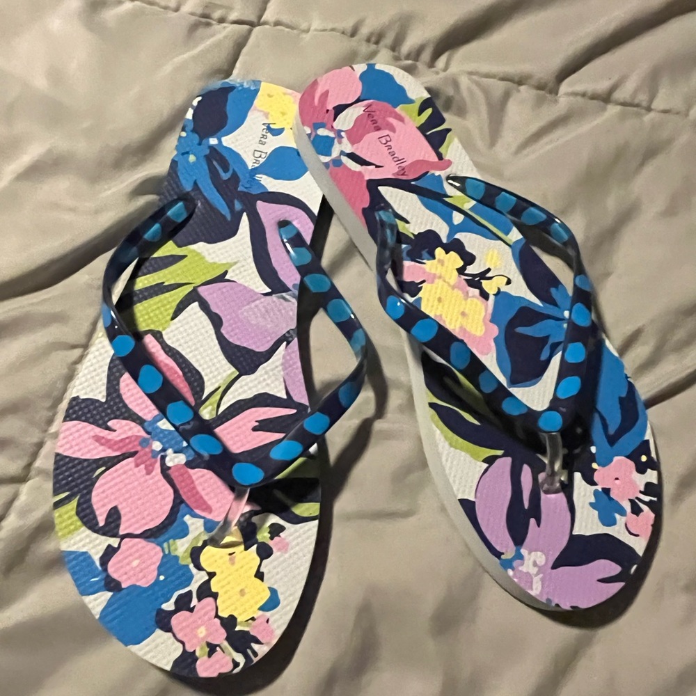 Vera Bradley Floral Flip Flop Sandals in Pink, Blue, Yellow, Purple